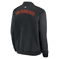 Veste aviateur Nike noire à fermeture éclair intégrale pour homme, collection authentique des Giants de San Francisco, modèle Dugout