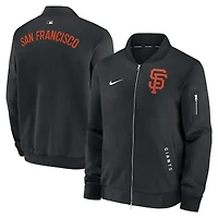 Veste aviateur Nike noire à fermeture éclair intégrale pour homme, collection authentique des Giants de San Francisco, modèle Dugout