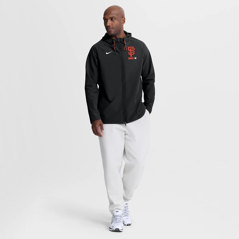 Men's Nike Black San Francisco Giants Authentic Collection Raglan Therma-FIT Full-Zip Hooded Jacket