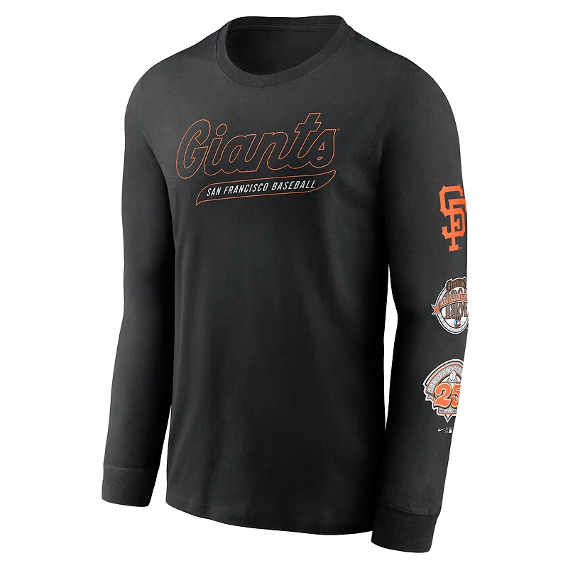 Men's Nike Black San Francisco Giants Cooperstown Collection Knockout Long Sleeve T-Shirt