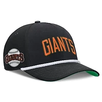 Casquette ajustable Nike Rise noire San Francisco Giants Cooperstown Collection pour homme