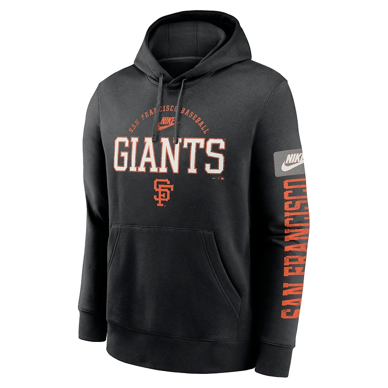 Sweat à capuche en polaire Nike pour hommes, San Francisco Giants, Cooperstown Collection Splitter Club, noir