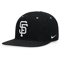 Casquette structurée à fermeture snapback Nike noire San Francisco Giants Pro en velours côtelé pour homme