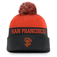 Bonnet en tricot à revers Nike pour hommes, noir, San Francisco Giants Rewind Peak avec pompon