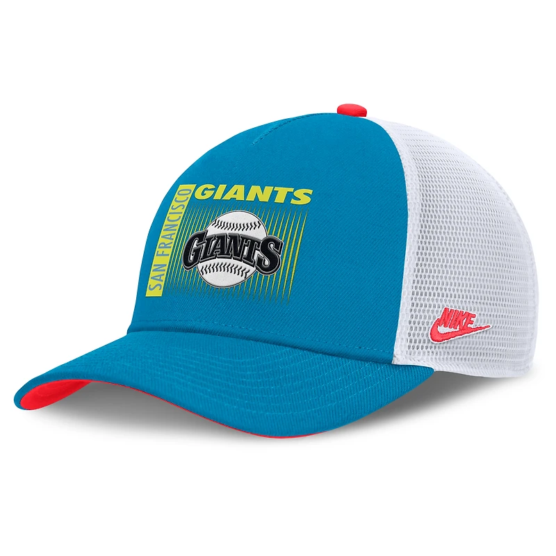 Men's Nike Blue San Francisco Giants Neon 90s Rise Structured Performance Adjustable Trucker Hat