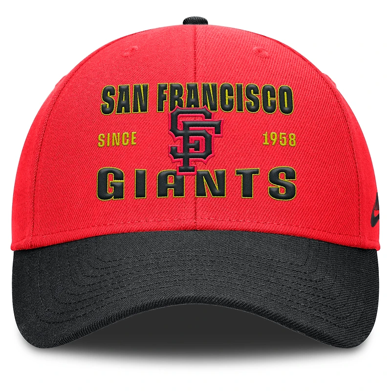 Casquette ajustable Nike Crimson/Black San Francisco Giants Neon 90s Rise pour homme