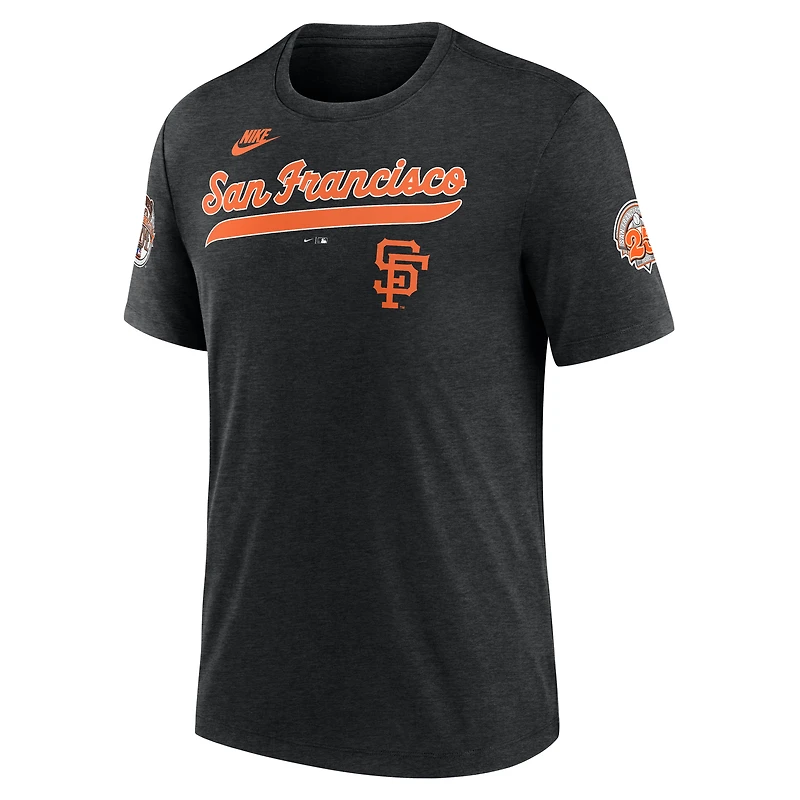 Men's Nike Heather Black San Francisco Giants Cooperstown Collection Eras Tri-Blend T-Shirt