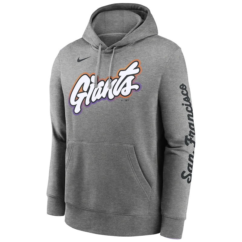 Sweat à capuche Nike City Connect Club 2025 pour homme, couleur charbon chiné, des Giants de San Francisco