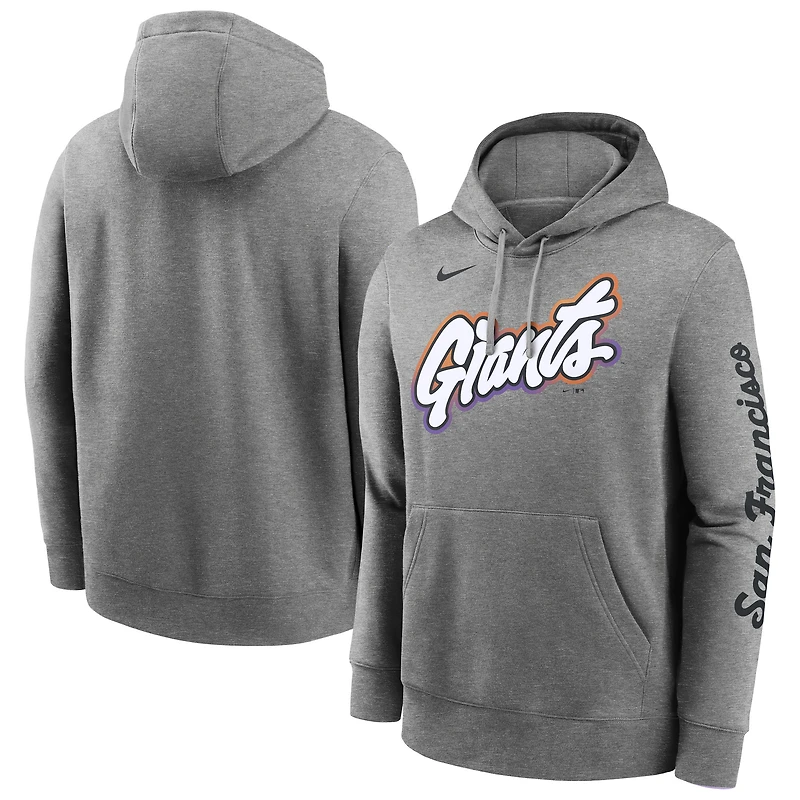 Sweat à capuche Nike City Connect Club 2025 pour homme, gris chiné, San Francisco Giants