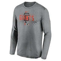 Men's Nike Heather Gray San Francisco Giants Authentic Collection Team Logo Legend Performance Long Sleeve T-Shirt
