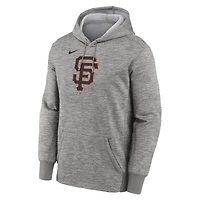 Sweat à capuche Therma Nike pour homme, gris chiné, logo principal des Giants de San Francisco