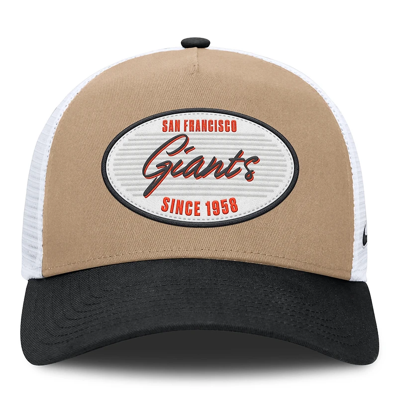 Men's Nike Khaki/Black San Francisco Giants Rise A-Frame Trucker Adjustable Hat