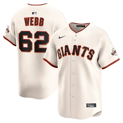 Maillot de joueur à domicile limité Nike Logan Webb pour homme, crème, San Francisco Giants