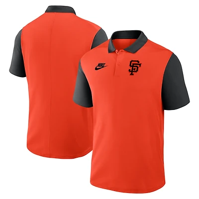 Polo Nike Dri-FIT Victory orange/noir pour homme des Giants de San Francisco, collection Cooperstown, color-block