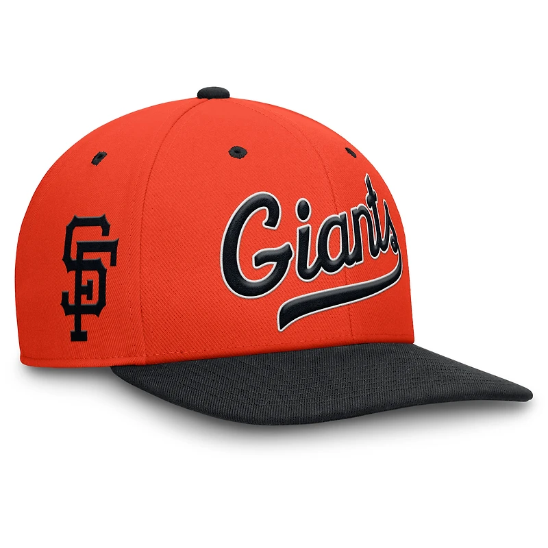 Casquette Nike Pro Performance Snapback Orange/Noir San Francisco Giants Collection Cooperstown pour homme