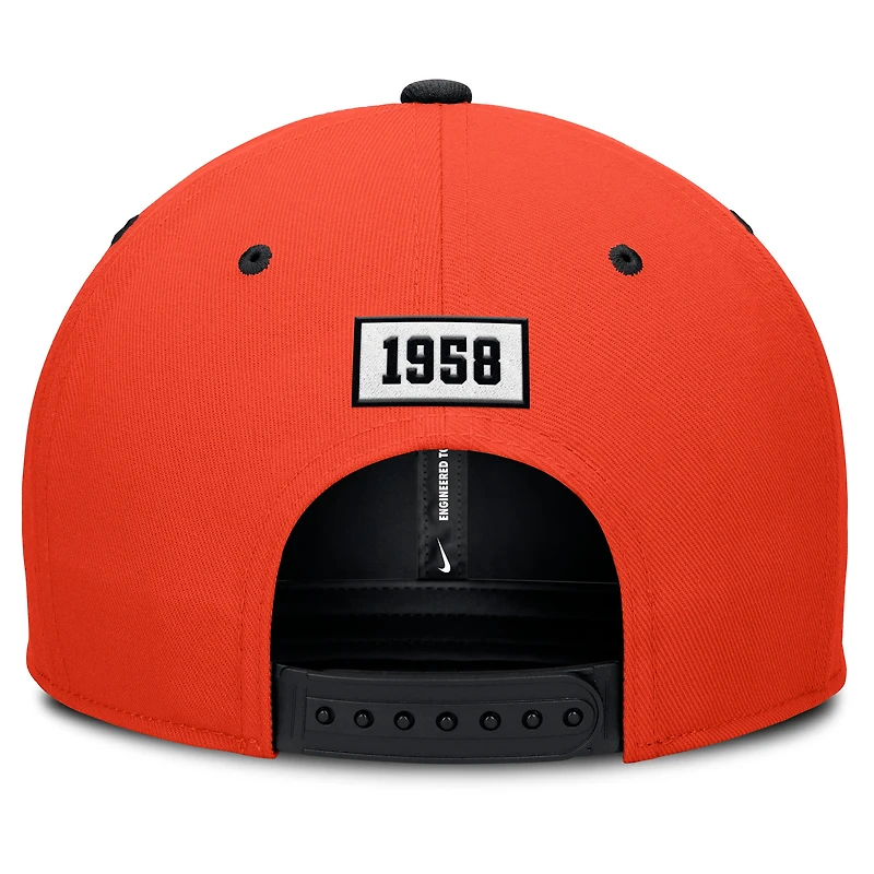 Casquette Nike Pro Performance Snapback Orange/Noir San Francisco Giants Collection Cooperstown pour homme
