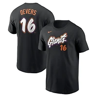T-shirt Nike Rafael Devers noir pour homme, San Francisco Giants 2025 City Connect Fuse, nom et numéro