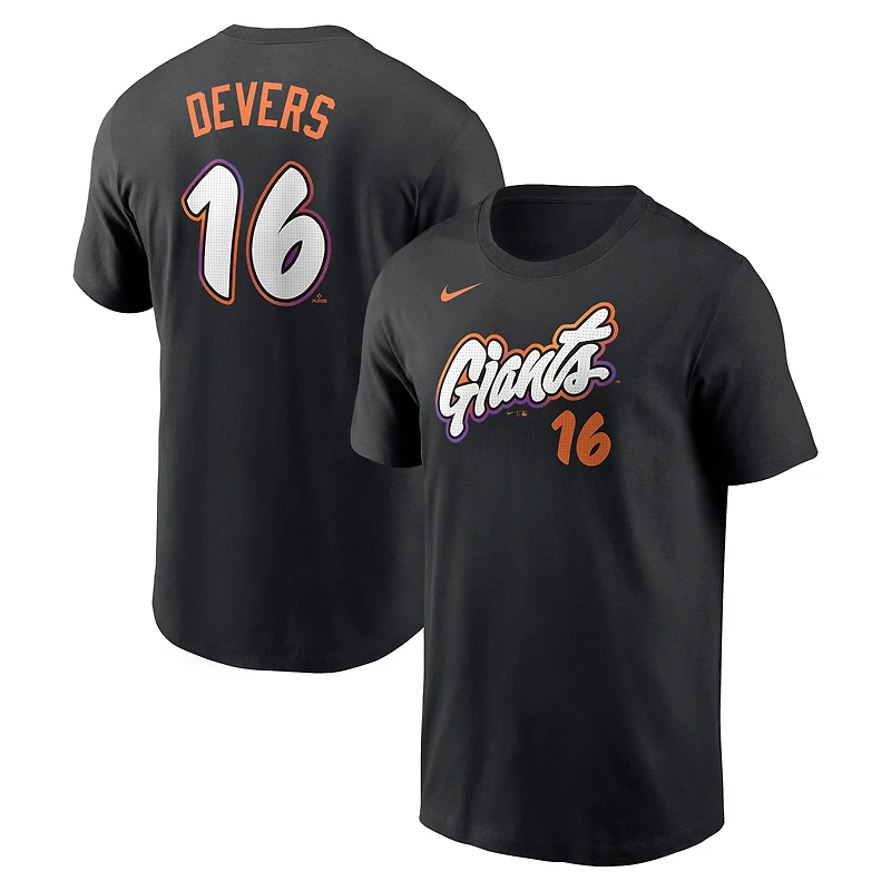 T-shirt Nike Rafael Devers noir pour homme, San Francisco Giants 2025 City Connect Fuse, nom et numéro
