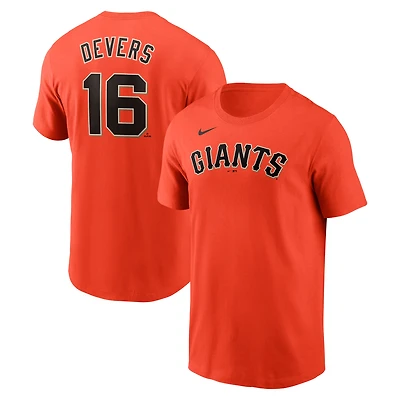 T-shirt Nike Rafael Devers orange pour homme avec nom et numéro des Giants de San Francisco