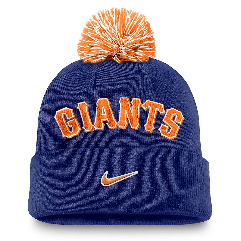 Men's Nike  Royal San Francisco Giants Peak Cuffed Knit Hat with Pom