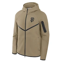 Men's Nike Tan San Francisco Giants Tech Fleece Raglan Full-Zip Windrunner Hoodie