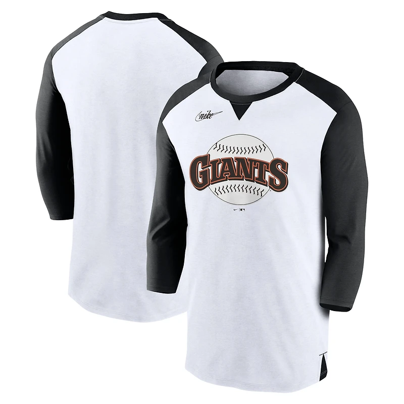 Men's Nike White/Black San Francisco Giants Rewind 3/4-Sleeve T-Shirt