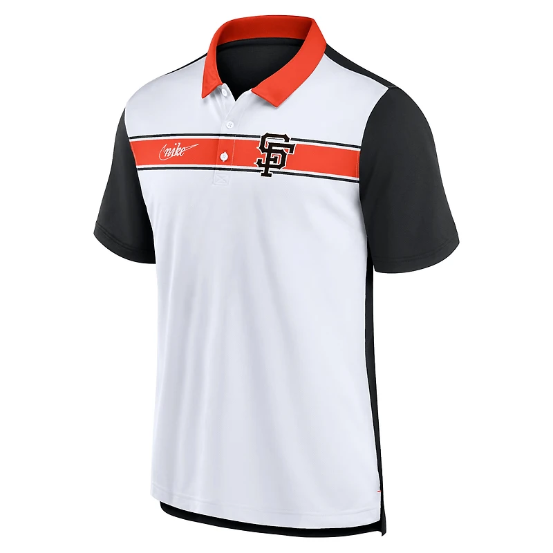 Men's Nike  White/Black San Francisco Giants Rewind Stripe Polo