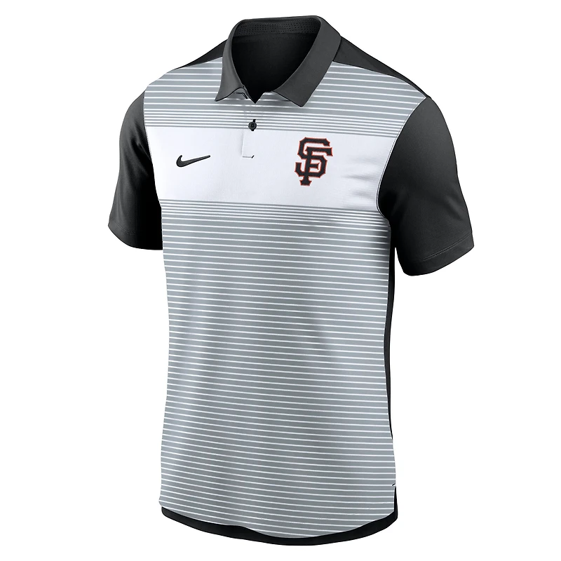 Polo Nike Dri-FIT à rayures Vapor blanc/noir pour homme des Giants de San Francisco