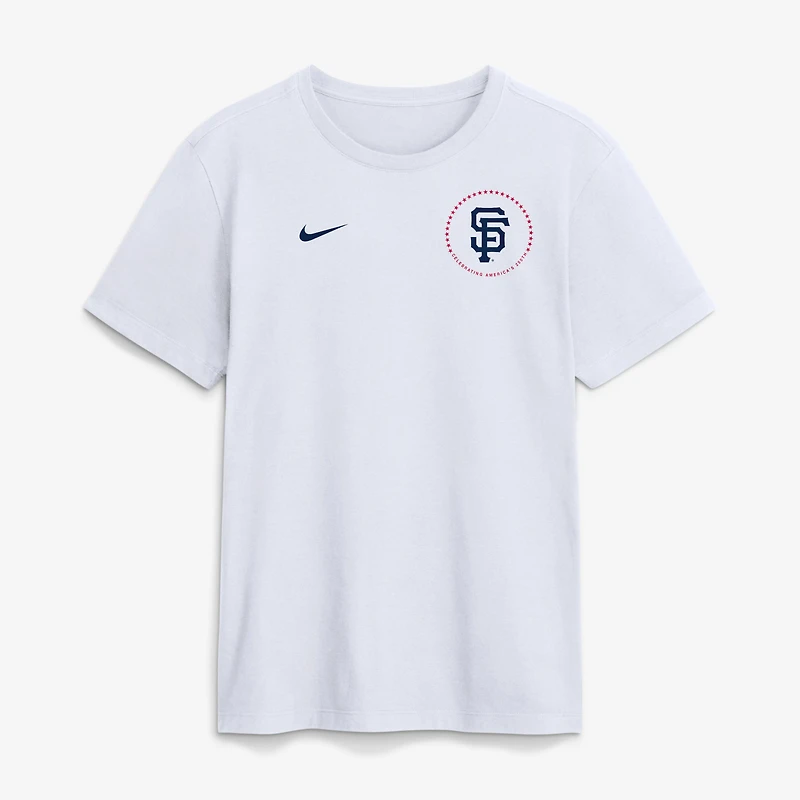 Men's Nike White San Francisco Giants Celebrating America's 250th Logo T-Shirt
