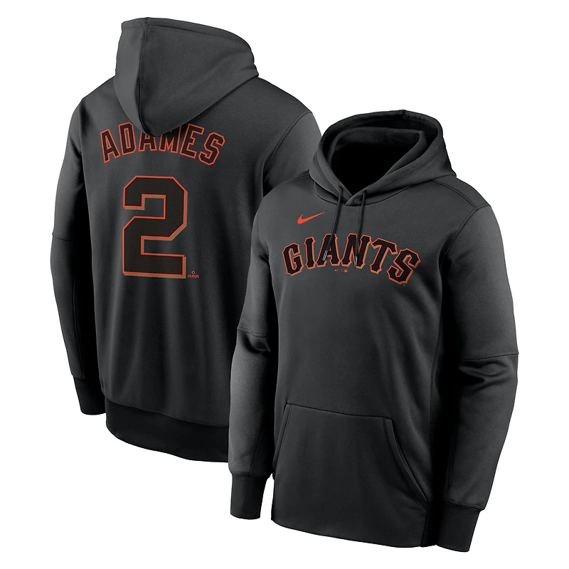 Sweat à capuche Nike Willy Adames pour homme avec nom et numéro Performance des San Francisco Giants, noir