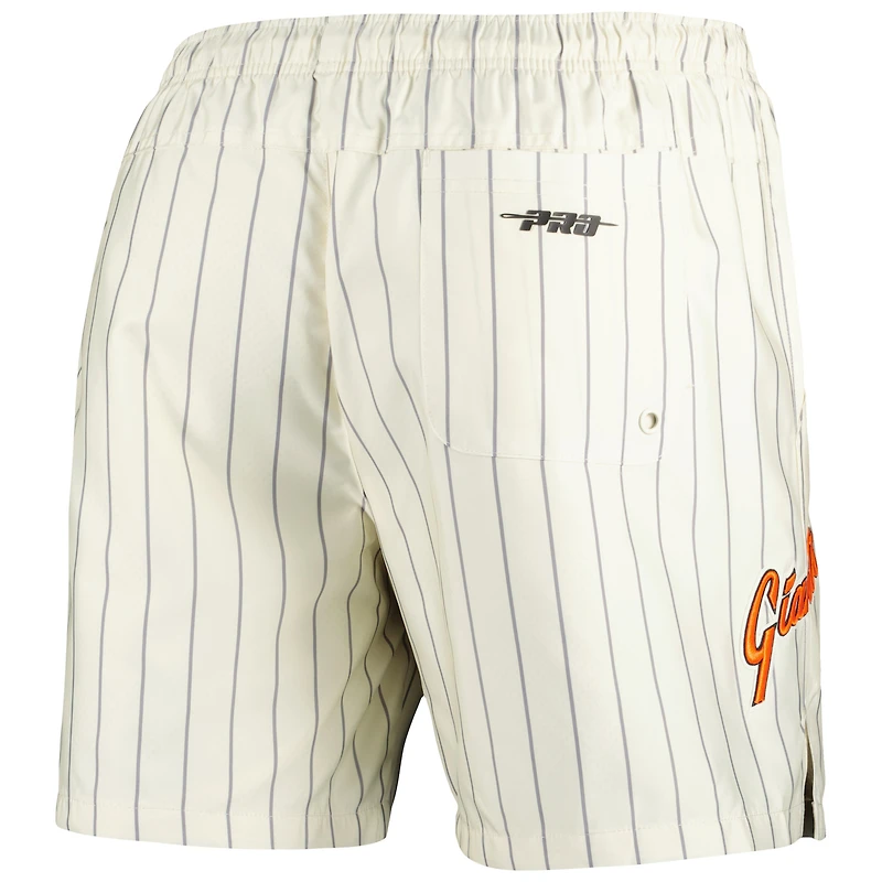 Men's Pro Standard Cream San Francisco Giants Pinstripe Retro Classic Woven Shorts
