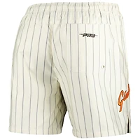 Men's Pro Standard Cream San Francisco Giants Pinstripe Retro Classic Woven Shorts