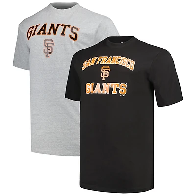 T-shirt pour homme Profile noir/gris chiné Giants de San Francisco Big & Tall