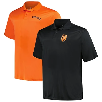 Ensemble de deux polos unis noirs et oranges San Francisco Giants pour hommes, grandes tailles