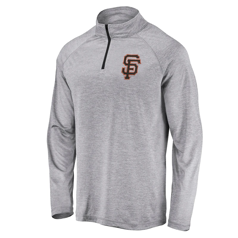Men's Profile Heather Gray San Francisco Giants Big & Tall Raglan Quarter-Zip Top
