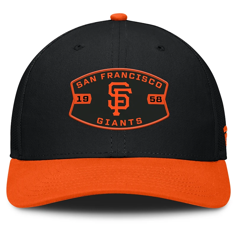 Casquette camionneur ajustable Fanatics noire/orange pour homme des Giants de San Francisco