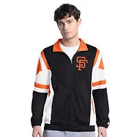 Men's Starter Black/Orange San Francisco Giants Contender Tricot Full-Zip Track Jacket