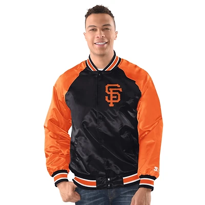 Veste universitaire raglan Starter noire et orange des Giants de San Francisco pour homme