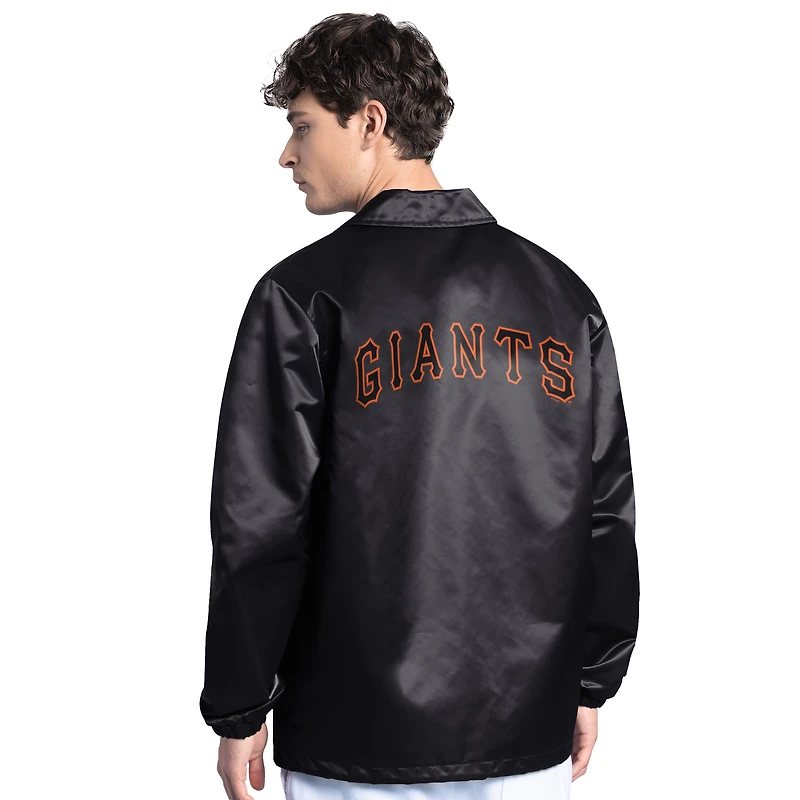 Veste d'entraîneur noire à boutons-pression pour homme des Giants de San Francisco, modèle Starter Point Man