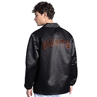 Men's Starter  Black San Francisco Giants Cooperstown Collection Point Man Full-Snap Coaches Jacket