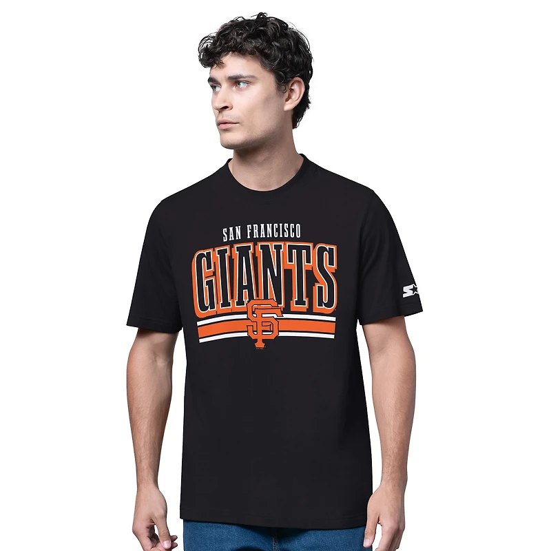 Ensemble de deux t-shirts à manches longues et courtes Starter pour homme, gris chiné/noir, San Francisco Giants