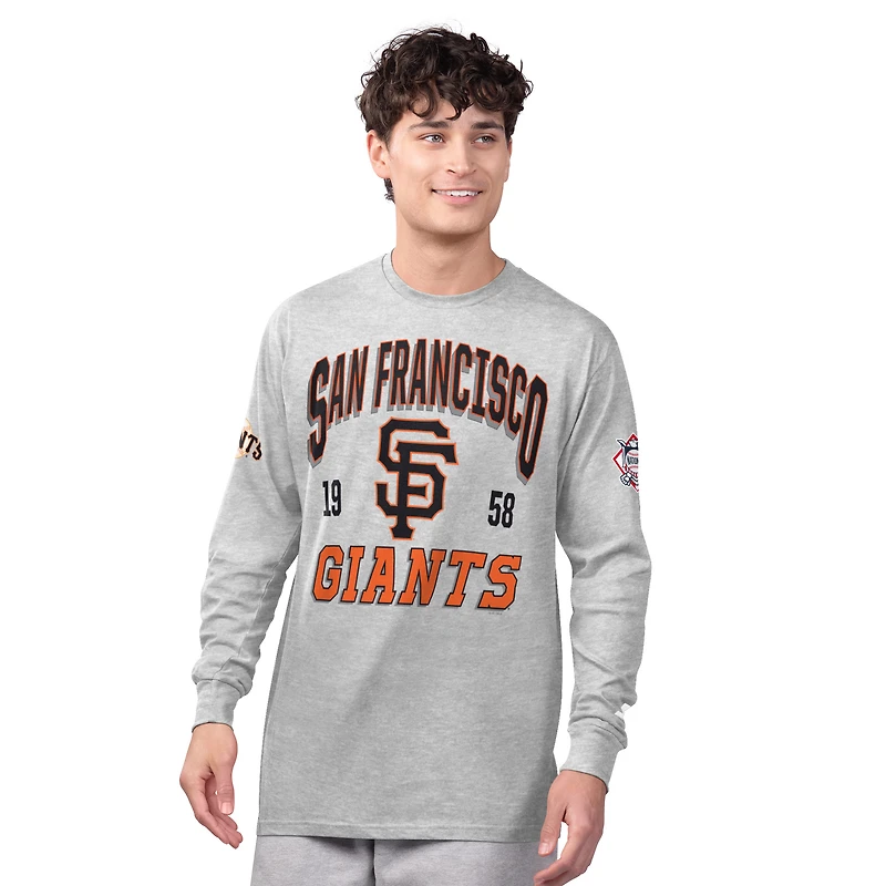 Ensemble de deux t-shirts à manches longues et courtes Starter pour homme, gris chiné/noir, San Francisco Giants