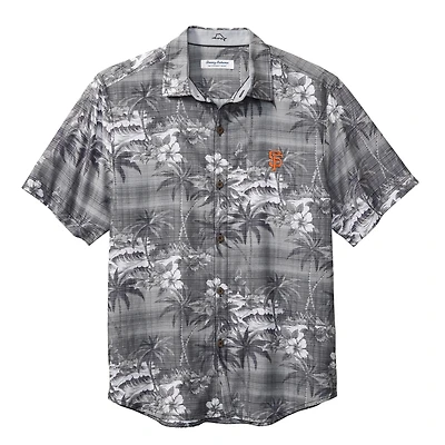 Chemise boutonnée Tommy Bahama noire pour homme, San Francisco Giants, Coconut Point Isla Palmetta, en coton COOLMAX
