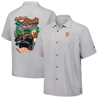 Men's Tommy Bahama Gray San Francisco Giants Hit and Run Silk Camp Button-Up Shirt