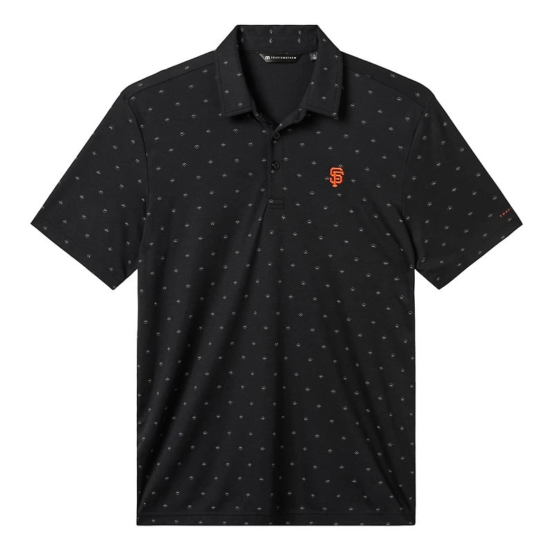 Polo TravisMathew noir pour homme, modèle Crowd Roar des Giants de San Francisco, en mélange trois matières.
