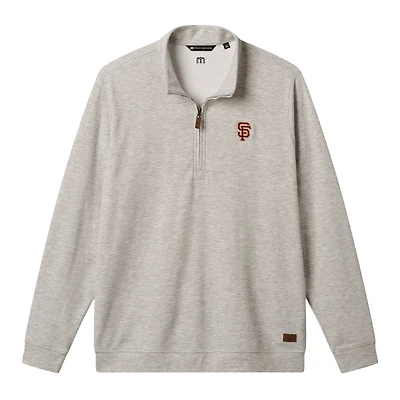 Men's TravisMathew  Heather Gray San Francisco Giants Cloud Home Game Quarter-Zip Tri-Blend Pullover