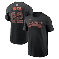 Name & Number T-Shirt Nike Logan Webb Black San Francisco Giants