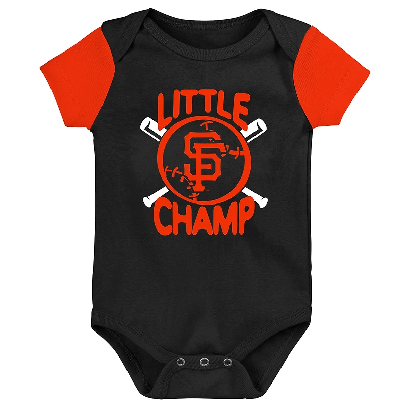 Newborn & Infant Black/Orange San Francisco Giants Little Champ Three-Pack Bodysuit Bib Booties Set