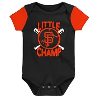 Newborn & Infant Black/Orange San Francisco Giants Little Champ Three-Pack Bodysuit Bib Booties Set