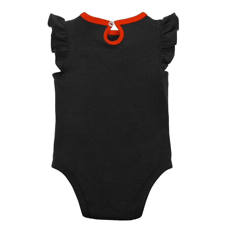 Newborn & Infant Black/Orange San Francisco Giants Three-Piece Love of Baseball Bib Bodysuit Booties Set